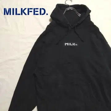 MILKFED. 후드티 헤비웨이트 풀오버 박스로고 자수 블랙