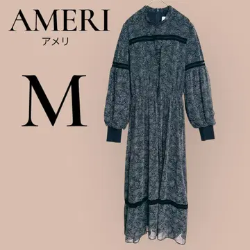 [ 재고 한정 ] AMERI 아메리 도트 무늬 레이스업 롱 원피스 M