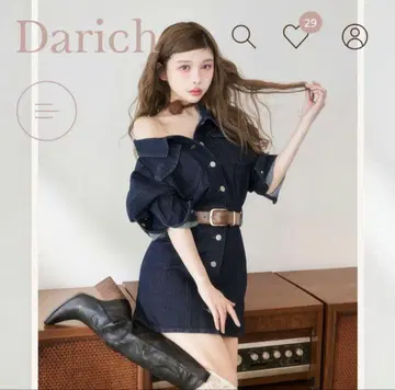 Darich 택 포함 새상품 볼륨 데님 미니 원피스 Free
