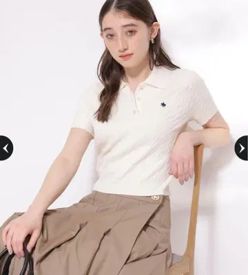 [ 인기 ] POLO 아이보리 케이블 니트 피케 셔츠 반팔