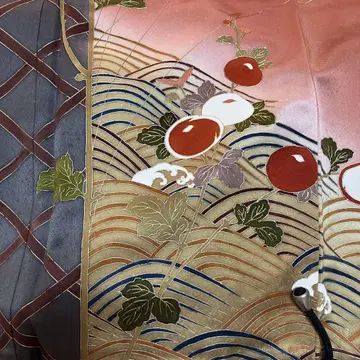 벽돌색 꽃무늬 호몬기 실크 하나몬
