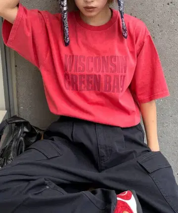 미사용 새상품 UNISEX 애시드 워시 가공 로고 TEE 택 포함