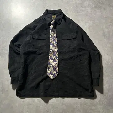 빈티지 스웨이드 느낌 멀티 포켓 CPO 블랙 디자인 셔츠