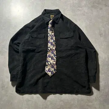 빈티지 스웨이드 느낌 멀티 포켓 CPO 블랙 디자인 셔츠