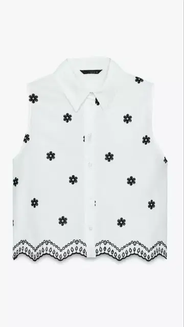 Zara 컷워크 자수 슬리브리스 블라우스