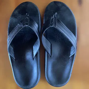 Island slipper 블랙 가죽 비치 샌들 사이즈 27.0