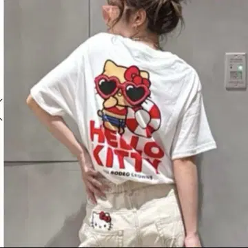 로데오 크라운 HELLO KITTY T셔츠 화이트