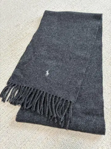 랄프 로렌 머플러 울 블랙 그레이 로고