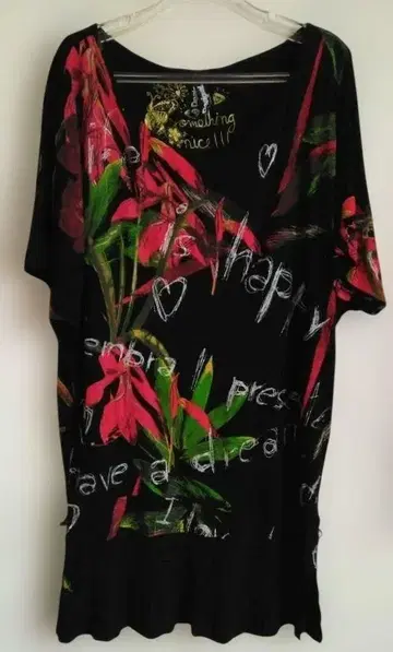 Desigual 데시구알 꽃무늬 티셔츠 튜닉 새상품급 L 자수 로고