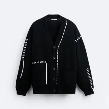 ZARA 대비 스티치 가디건 M 블랙