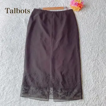 탈봇 [ LL ] 자수 타이트 스커트 엘레강트 블랙 차분함 실크