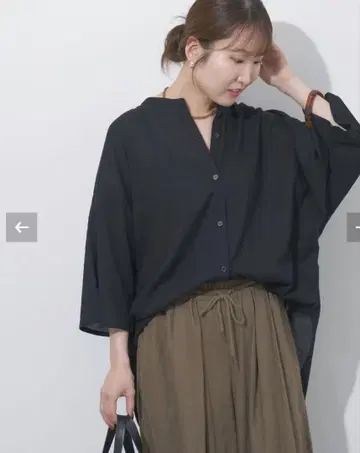 저널 스탠다드 리룸 양류 밴드 카라 셔츠 블랙 미사용 새상품