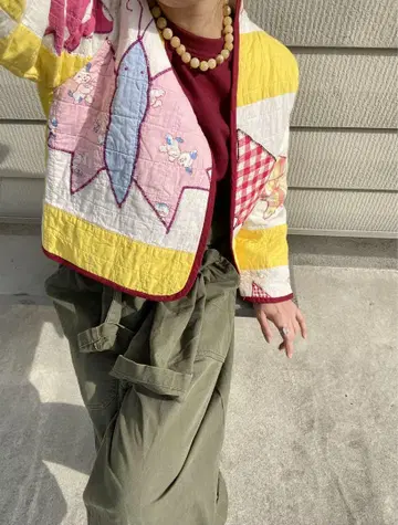 빈티지 패치워크 퀼팅 자켓