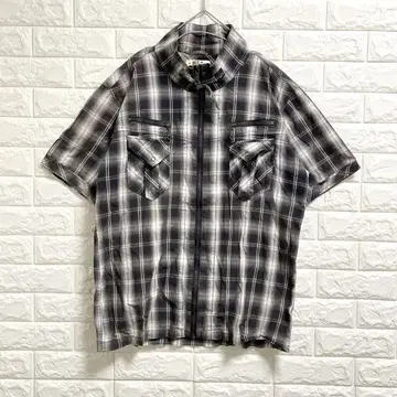 bulc mountain 옴브레 체크 셔츠 반팔 집업 XL