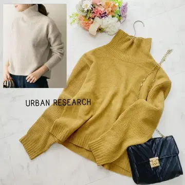 어반 리서치 크롭 터틀 니트 폭스 혼방 카멜