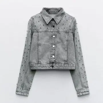 ZARA 모조 진주 데님 자켓 S