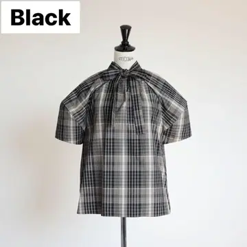 지프소피아 gypsohila 보타이 UFO 블라우스 블랙 체크 무늬