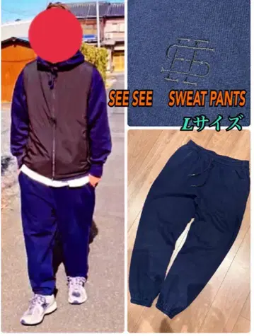 네이비 L 사이즈 20aw SEE SEE SWEAT PANTS