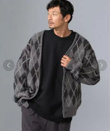 B:MING by BEAMS 모헤어 아가일 가디건