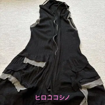 히로코코시노 후드 부착 롱 베스트