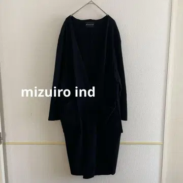 mizuiro ind 롱 가디건/코트 울 블랙