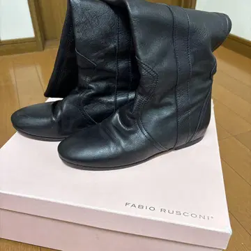 파비오 루스코니 가죽 롱 부츠 블랙 36 23