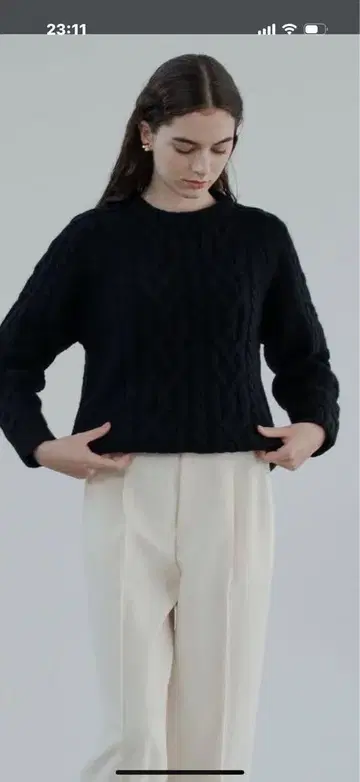 OHGA CABLE KNIT 블랙 케이블 니트 오가 yori
