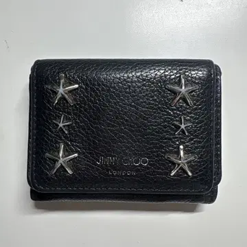 JIMMY CHOO 3단 폴더형 지갑 블랙 가죽