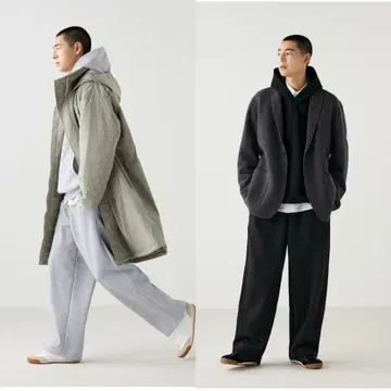 UNIQLO C 맨투맨 와이드 팬츠 블랙 그레이