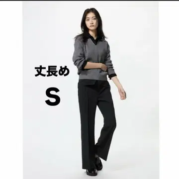 [ 새상품 미사용 ] 유니클로 스마트 플레어 팬츠 S 블랙 긴 길이