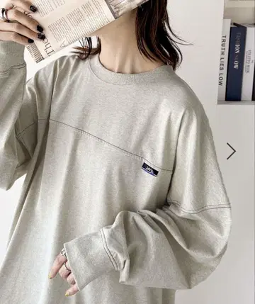 미사용 새상품 JAVA 면 100% 풋볼 긴팔 오트밀 S