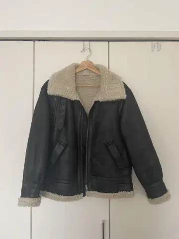 Ungrid 페이크 무스탕 보아 블루종 M 블랙