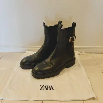 ZARA 사이드 고어 부츠 버클 트랙 밑창 37