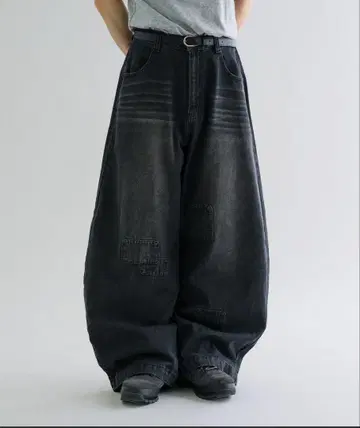 [ EPNK ] Patchwork curve denim pants
