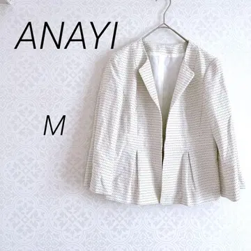 ANAYI 아나이 노카라 자켓 M 아이보리 도트 무늬