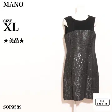 마노마노 원피스 무릎 기장 슬리브리스 집업 일본제 블랙