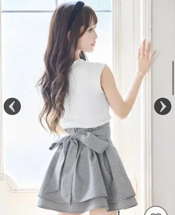 미셸 마카롱 슬림 레그 리본 스커트 이너 팬츠 포함 SMD0284