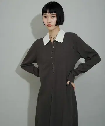 ADAM ET ROPE' 24AW 폴로 셔츠 원피스 차콜
