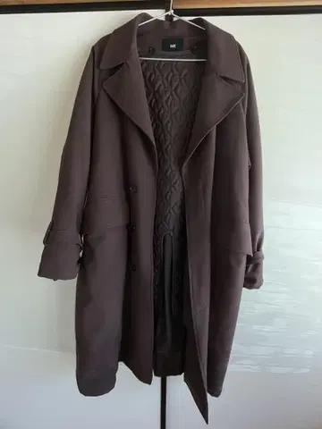 HARE 브라운 더블 브레스트 롱 코트