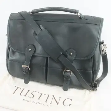 영국제 TUSTING 천연 가죽 가죽 플랩 숄더 백, 파우치 포함