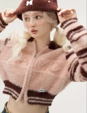 MAMC BRAND 크롭 스웨터 핑크 브라운