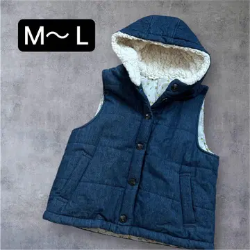 가을 겨울 의류 후드 부착 네이비 다운 베스트 M~L