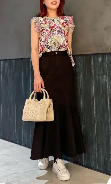 [ 새상품급 ] 그레이스 콘티넨탈 플라워 가든 프린트 탑 36 핑크