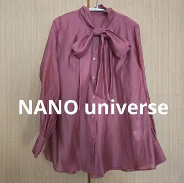 NANO universe 모브 핑크 시어 블라우스 빅 리본 타이