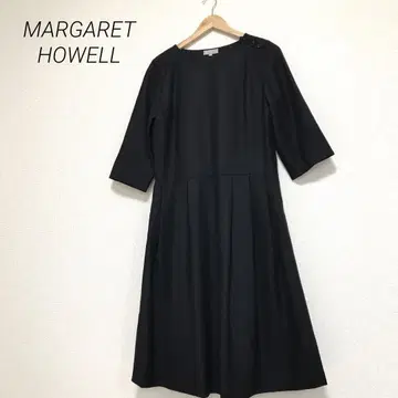 MARGARET HOWELL 블랙 플란넬 원피스 어깨 버튼