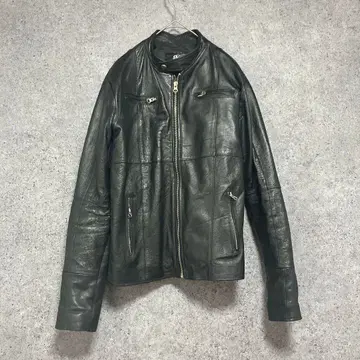 개성파 Y2K 그런지 가죽 후드티 천연 가죽 긴 소매 블랙 라이더 자켓