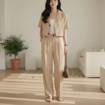 [ emi+ ] 베이지 셋업 자켓&팬츠 L 사이즈 새상품급