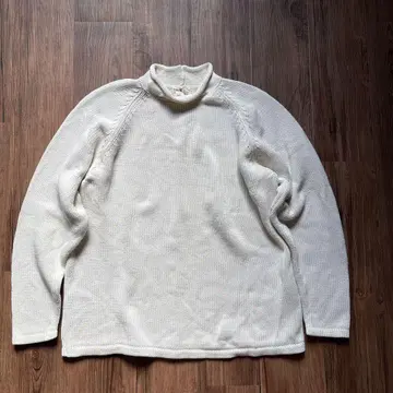 J.CREW 90s 롤넥 코튼 니트 화이트 죠진 택