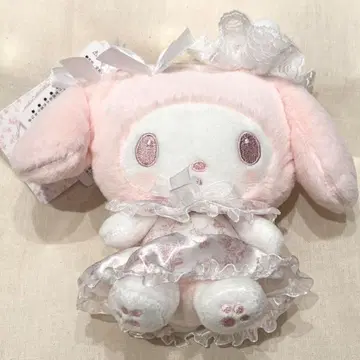 화이트 딸기 티타임 마이멜로디 봉제 인형 에코백 산리오 화이트 딸기