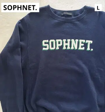 소프넷 SOPHNET. 로고 프린트 크루넥 맨투맨 네이비 L